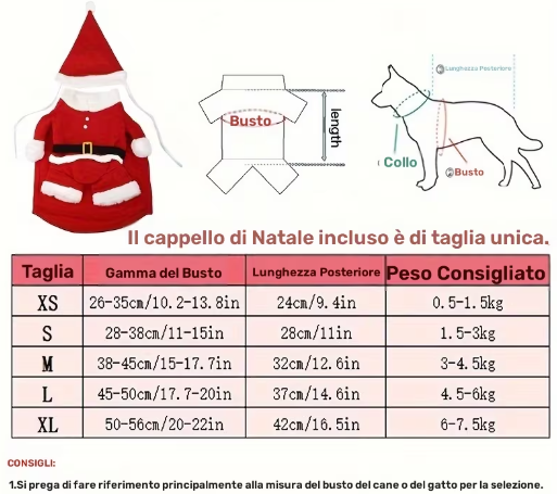 Costume Natalizio per Cane - Babbo Natale